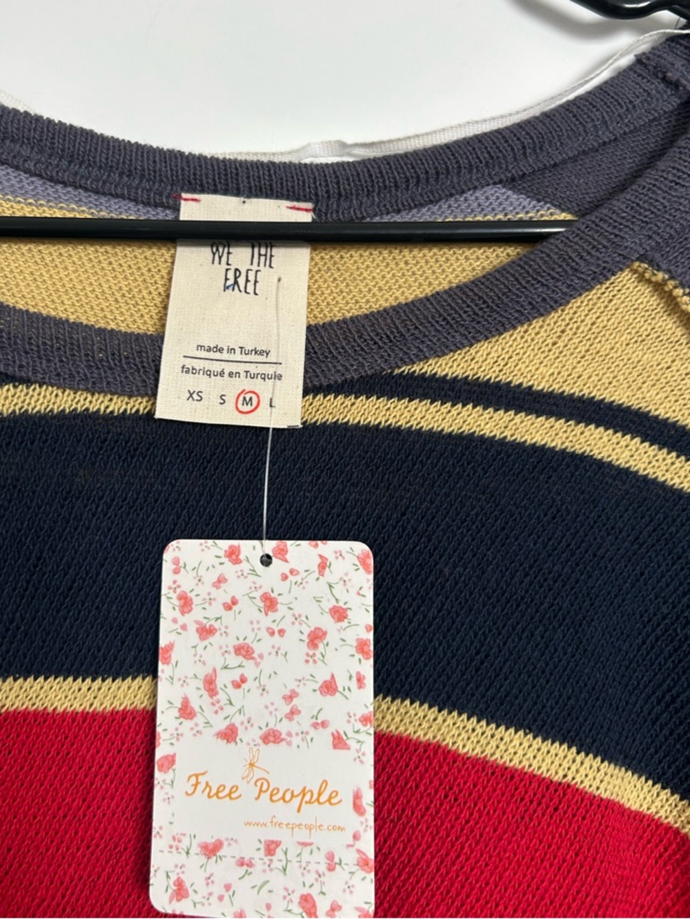 Free people Sunny Side Striped Long Sleeve Tee Size M retro boho chic NWT 70s - Picture 7 of 11